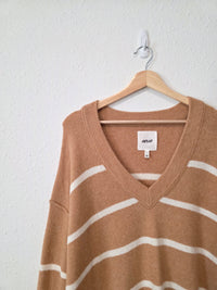 Aerie Cozy Striped V Neck Sweater (M)