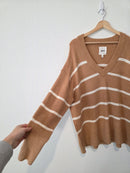 Aerie Cozy Striped V Neck Sweater (M)