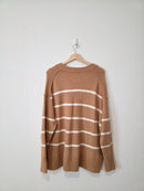 Aerie Cozy Striped V Neck Sweater (M)