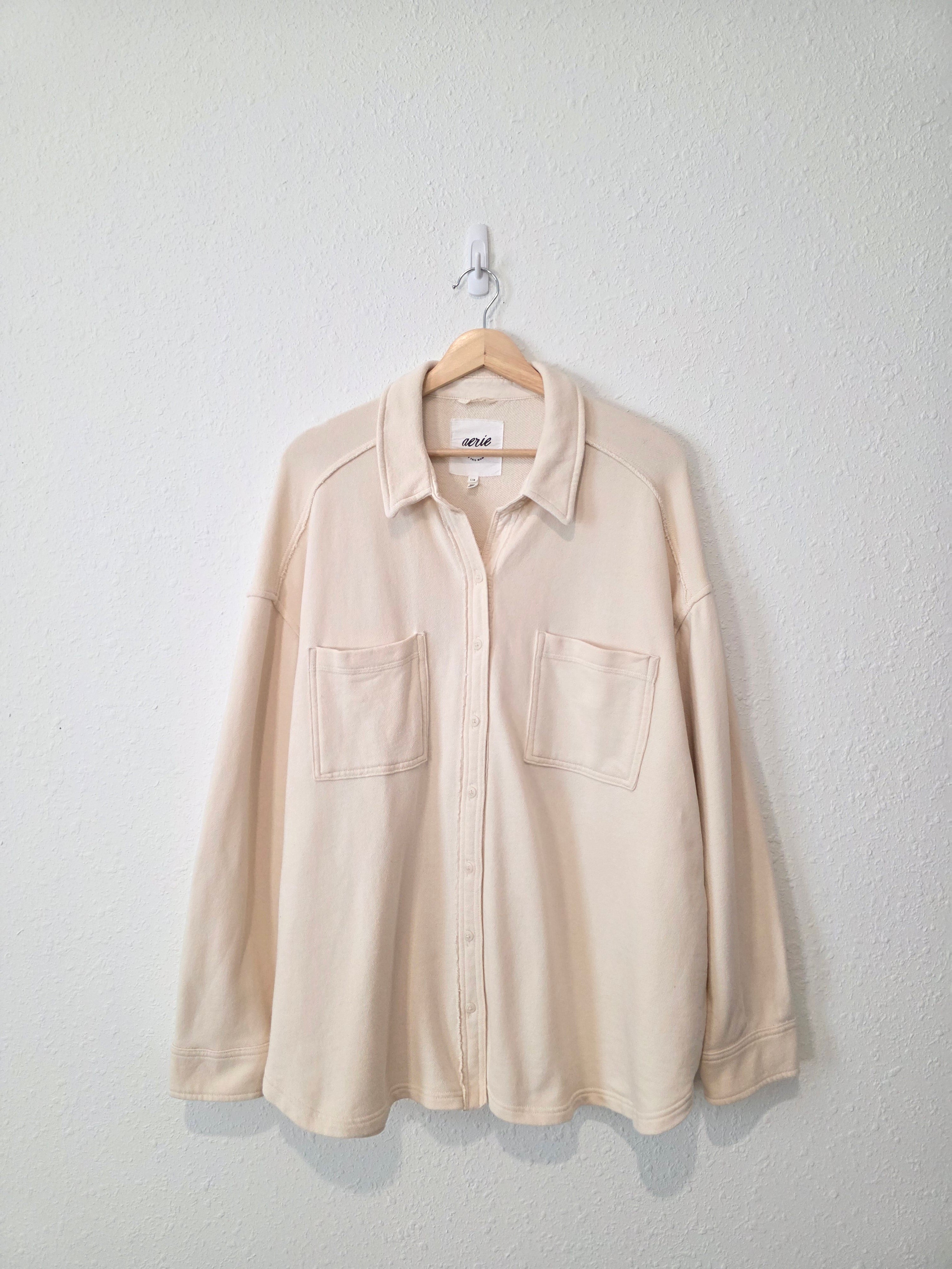 Aerie Oversized Fleece Shirt Jacket (L)