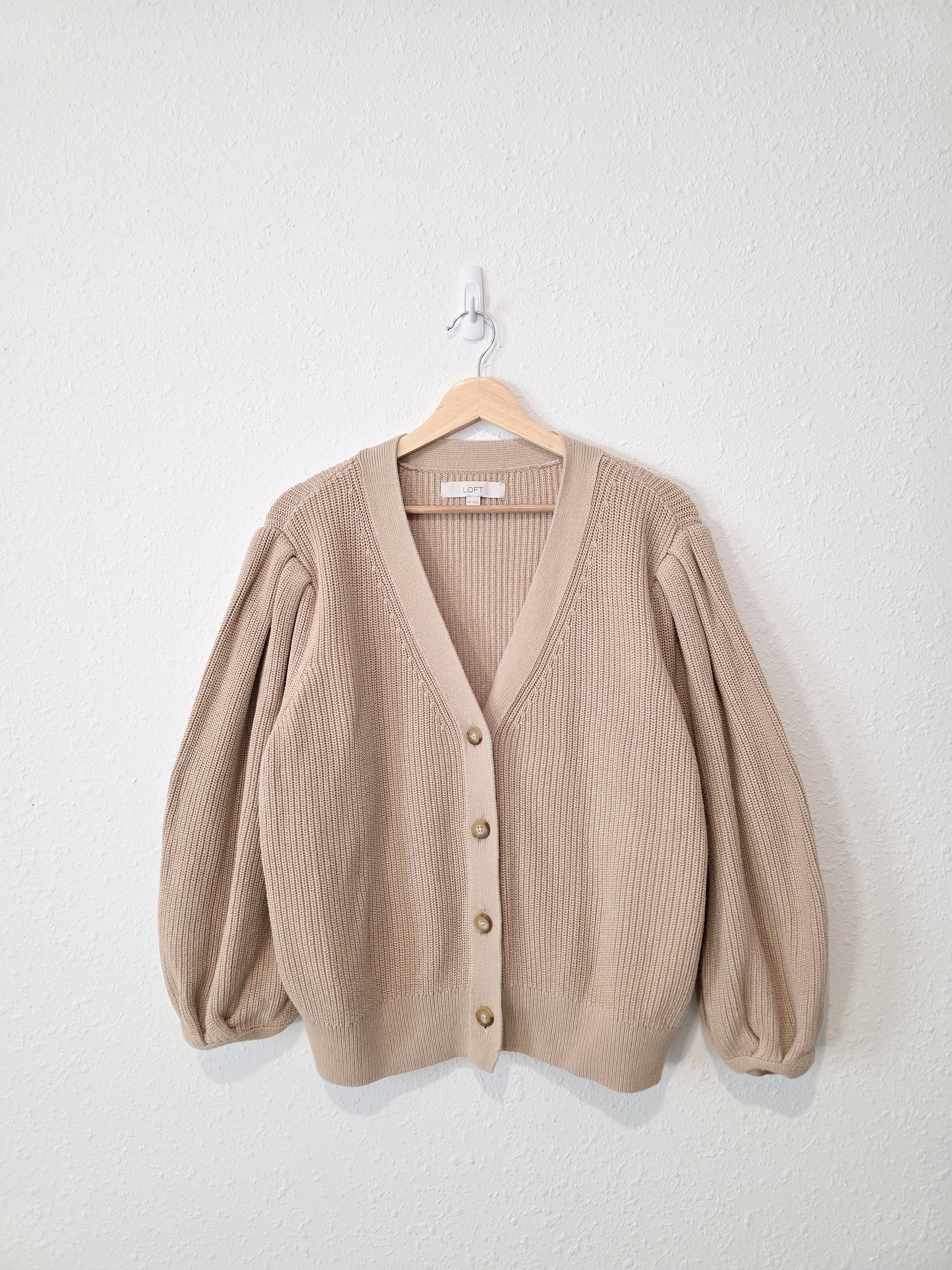 Loft Puff Sleeve Cotton Cardigan (XXL)