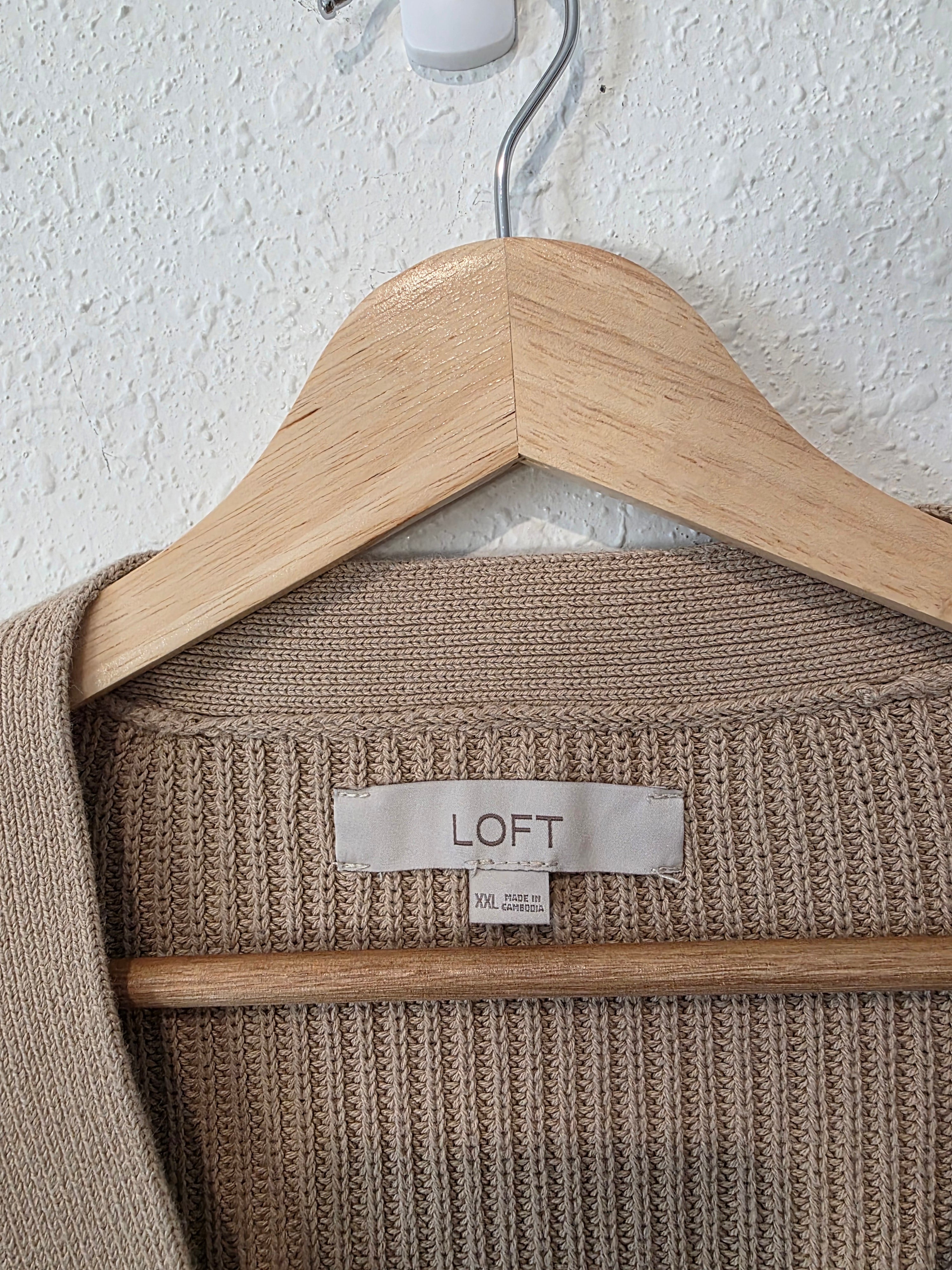 Loft Puff Sleeve Cotton Cardigan (XXL)