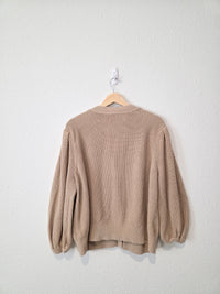 Loft Puff Sleeve Cotton Cardigan (XXL)
