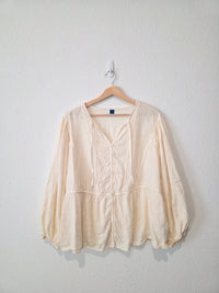 Floral Embroidered Puff Sleeve Top (2X)