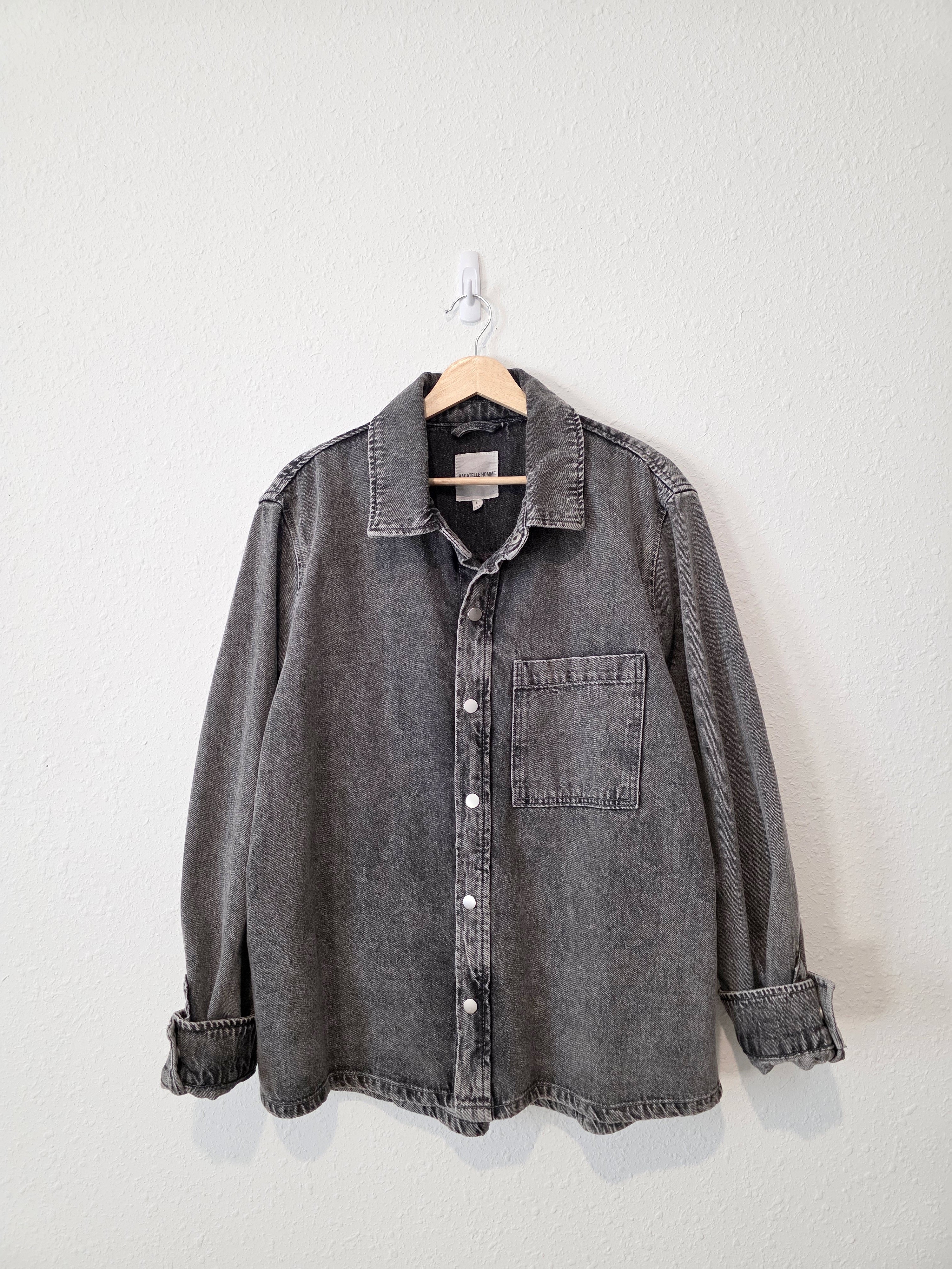 Black Denim Shirt Jacket (L)