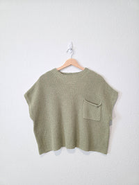 Free People Green Knit Sweater Top (L)