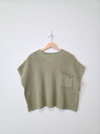Free People Green Knit Sweater Top (L)