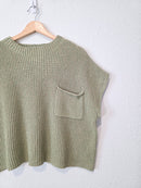 Free People Green Knit Sweater Top (L)