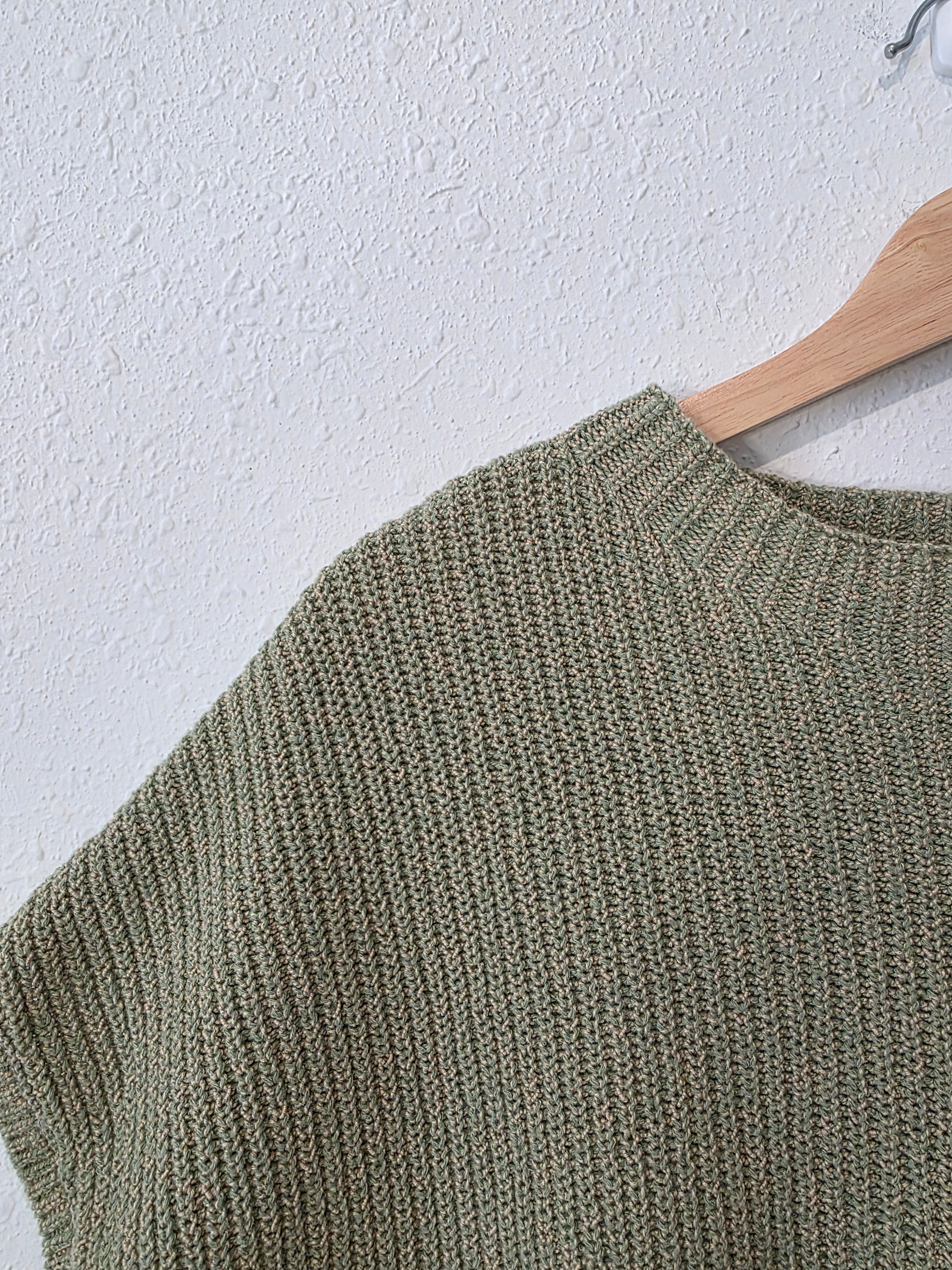 Free People Green Knit Sweater Top (L)