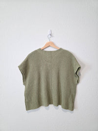 Free People Green Knit Sweater Top (L)