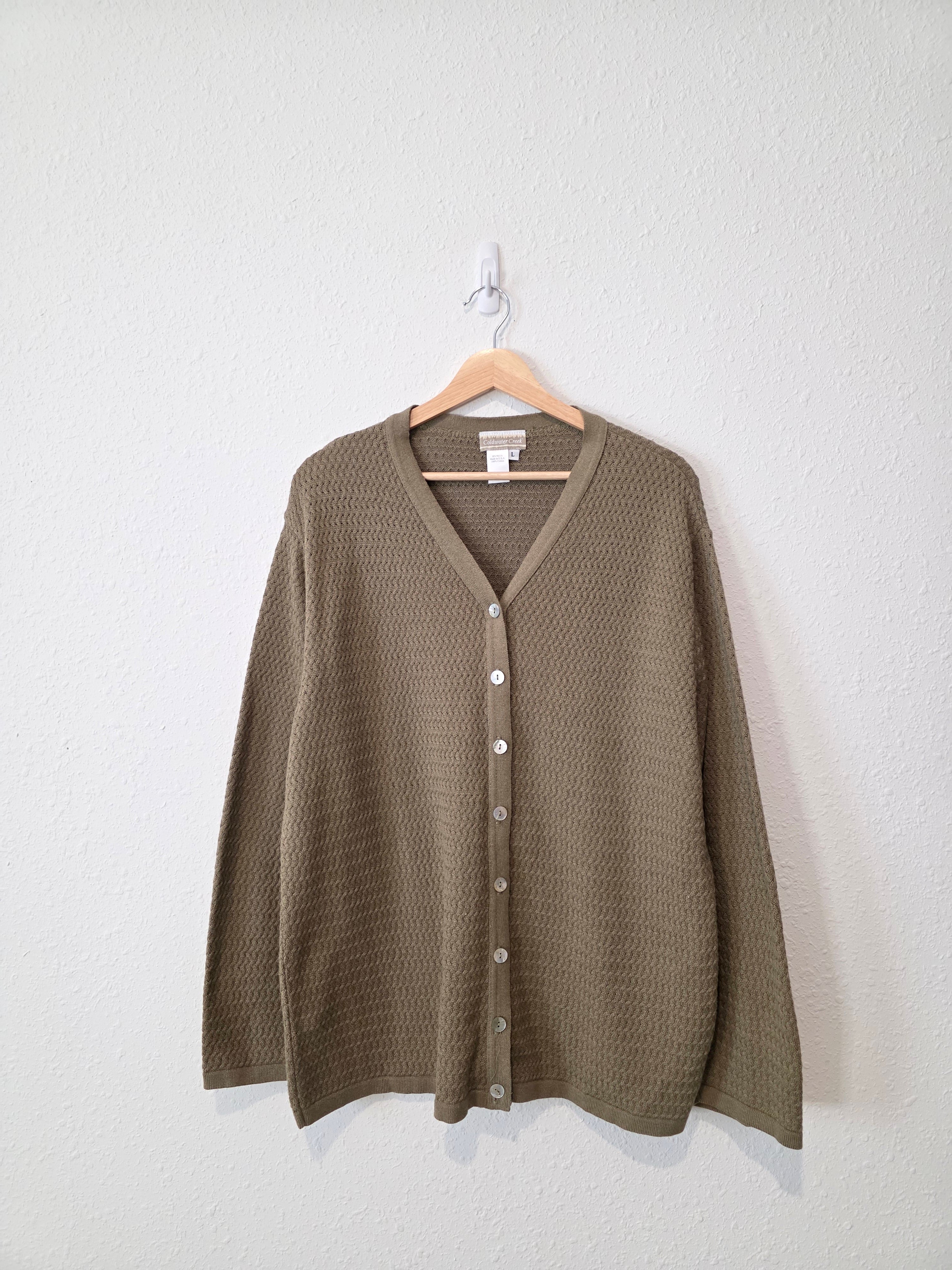 Vintage Green Textured Cardigan (L)