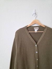 Vintage Green Textured Cardigan (L)