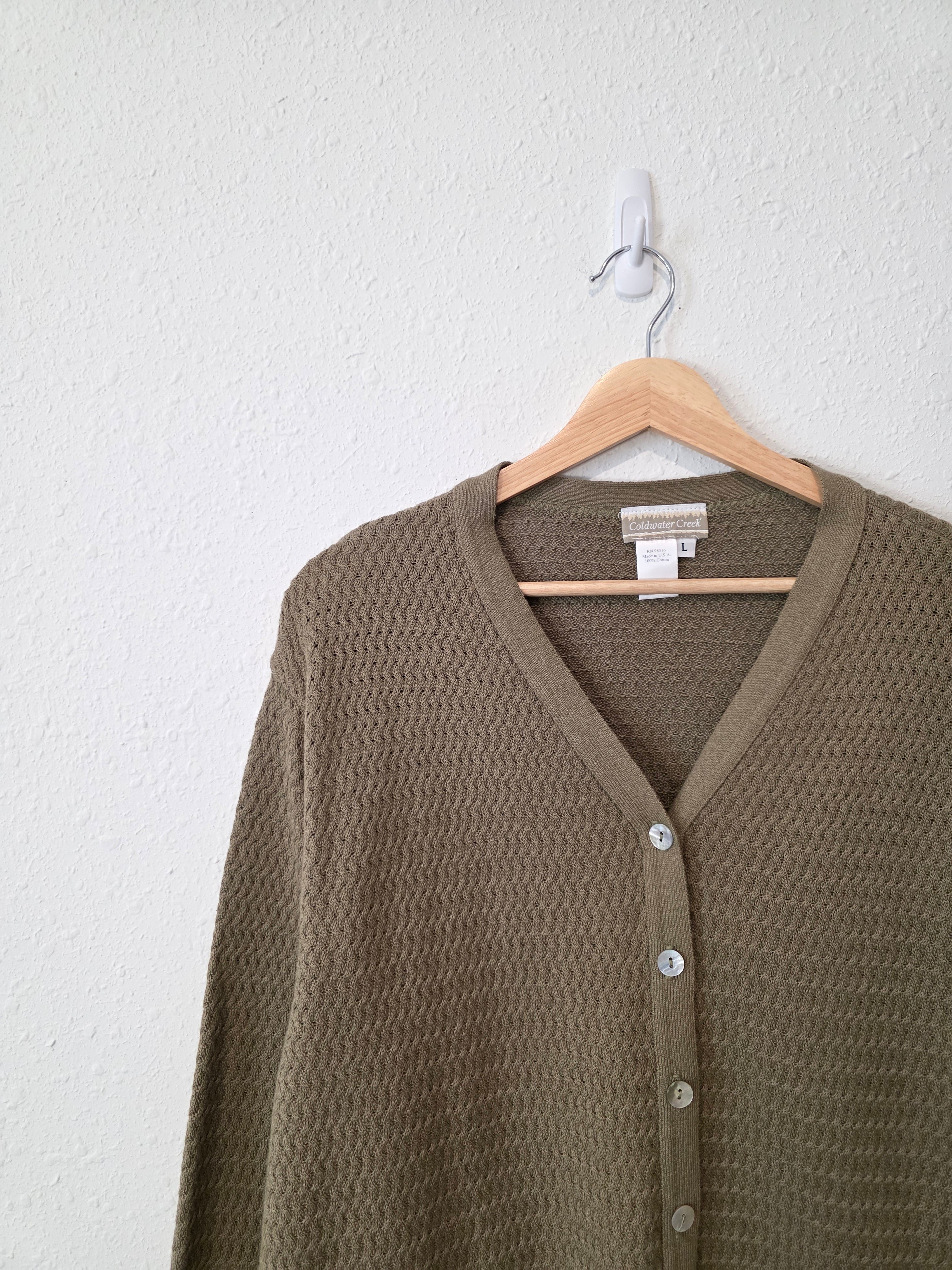Vintage Green Textured Cardigan (L)