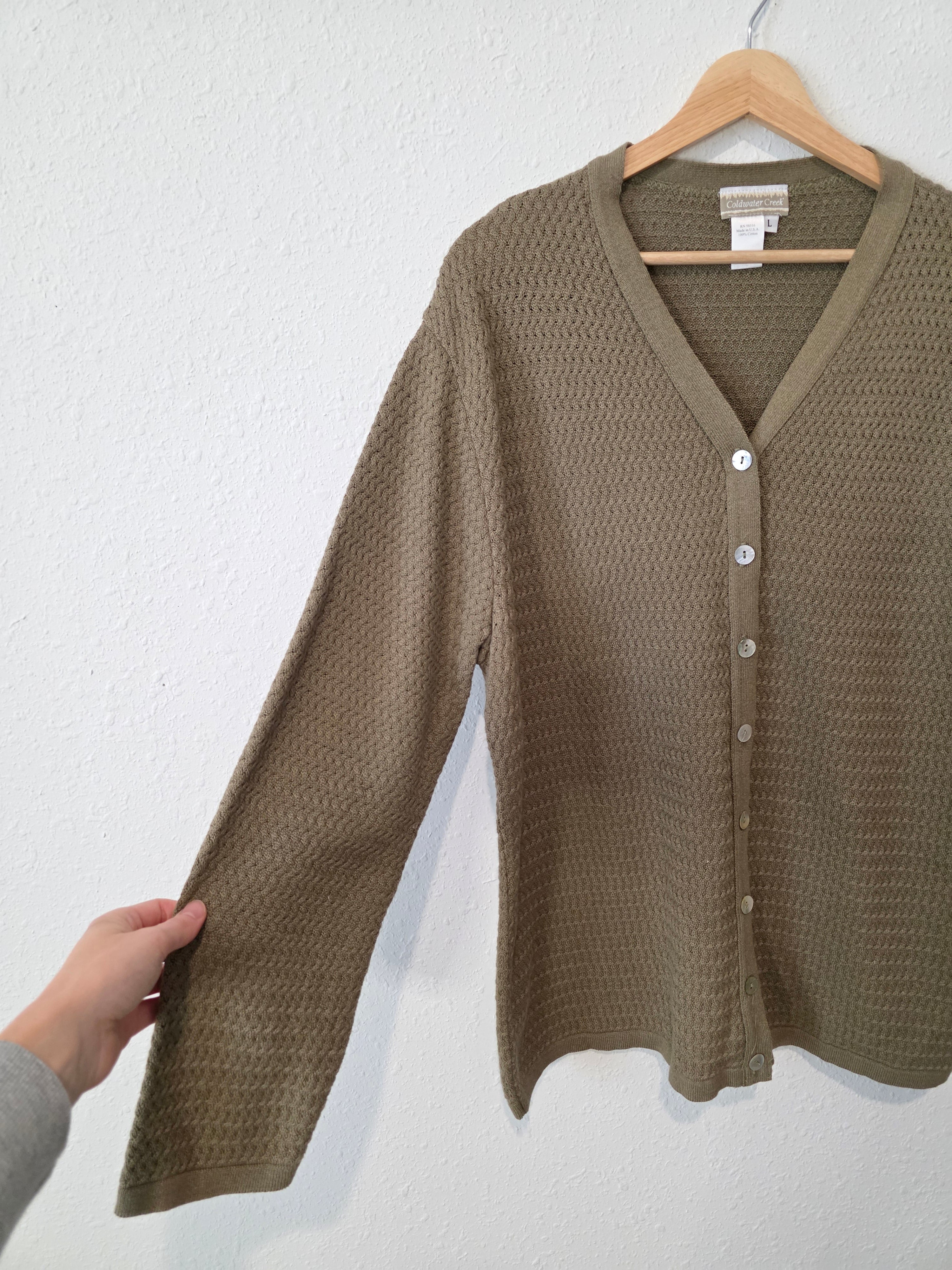 Vintage Green Textured Cardigan (L)