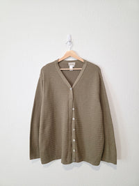 Vintage Green Textured Cardigan (L)