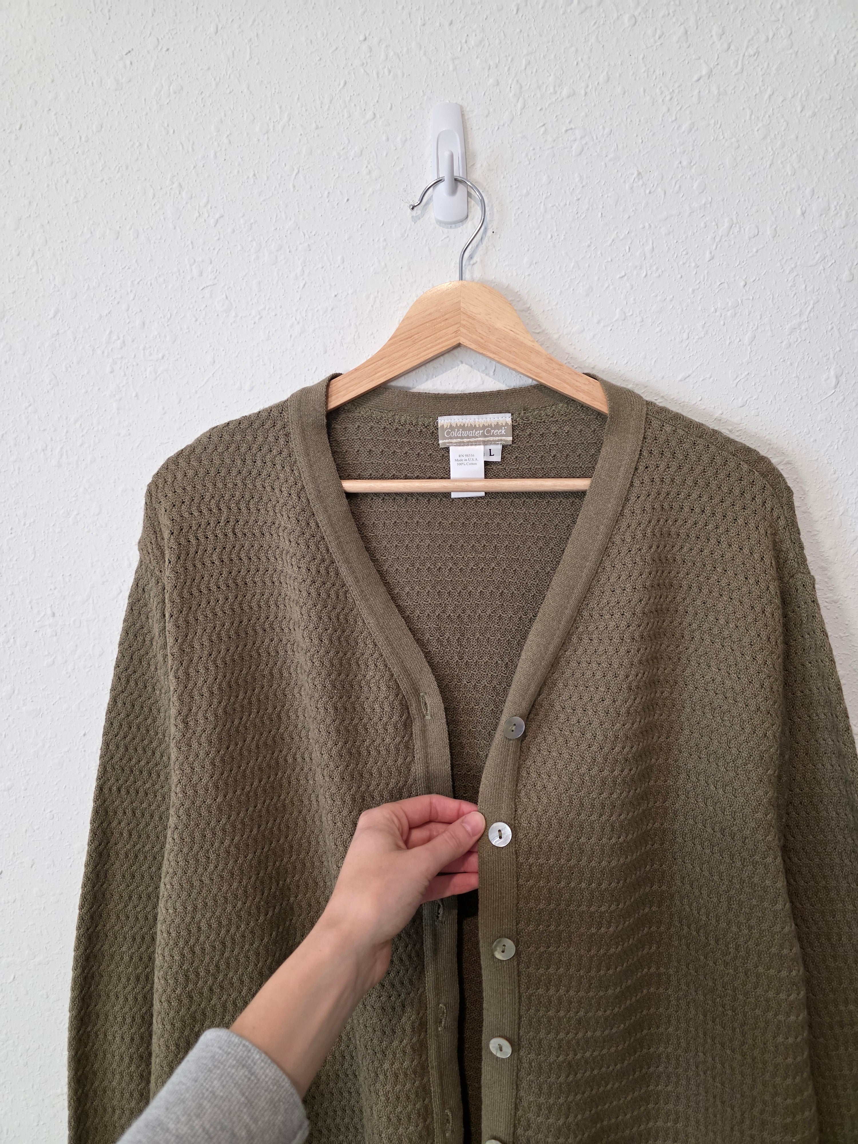 Vintage Green Textured Cardigan (L)