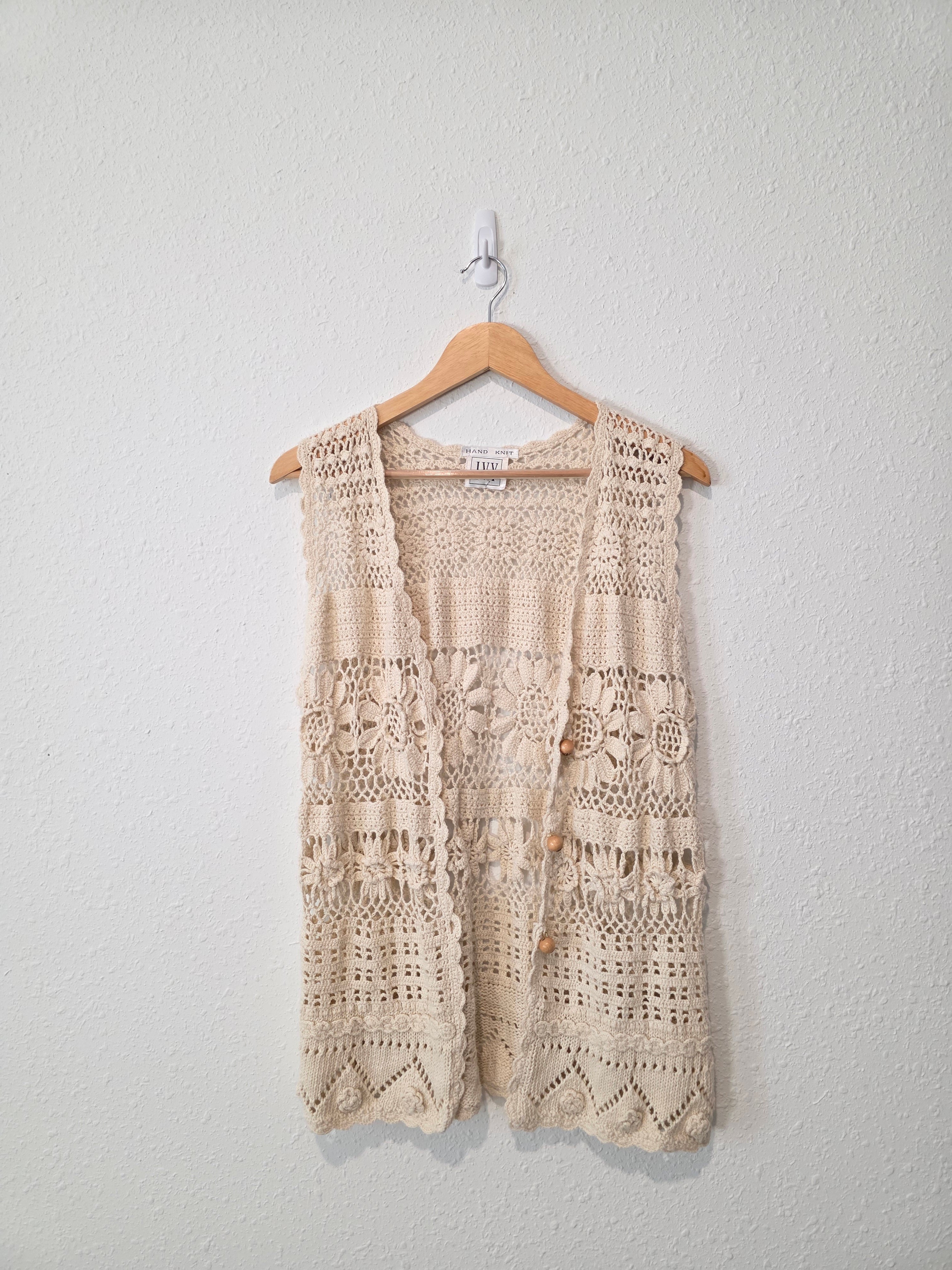 Vintage Floral Crochet Vest (S/M)