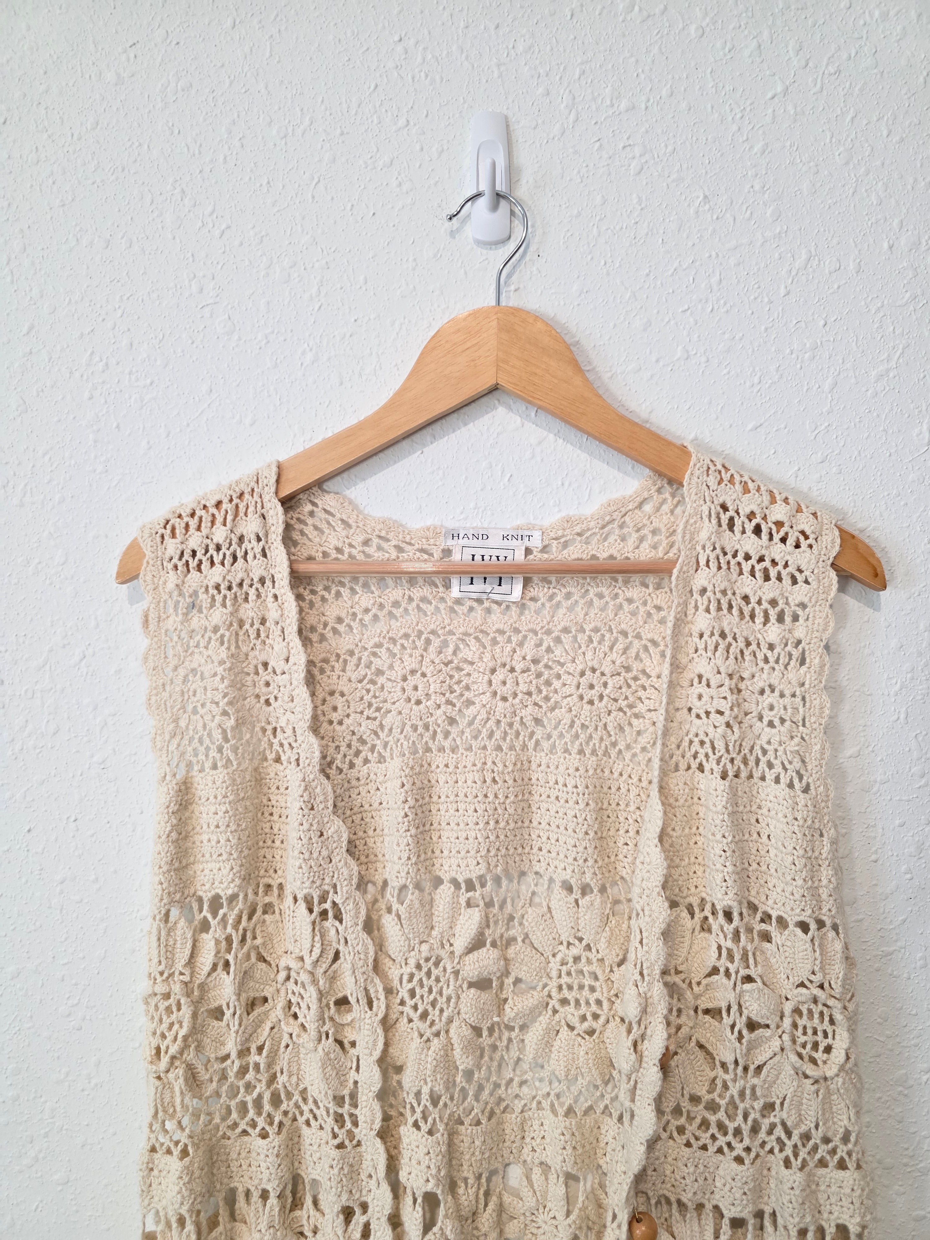 Vintage Floral Crochet Vest (S/M)