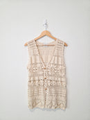 Vintage Floral Crochet Vest (S/M)