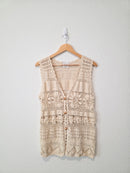 Vintage Floral Crochet Vest (S/M)