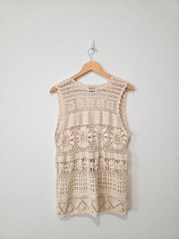 Vintage Floral Crochet Vest (S/M)