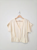 Madewell Cream Pleated Top (M)