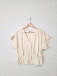 Madewell Cream Pleated Top (M)