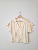 Madewell Cream Pleated Top (M)