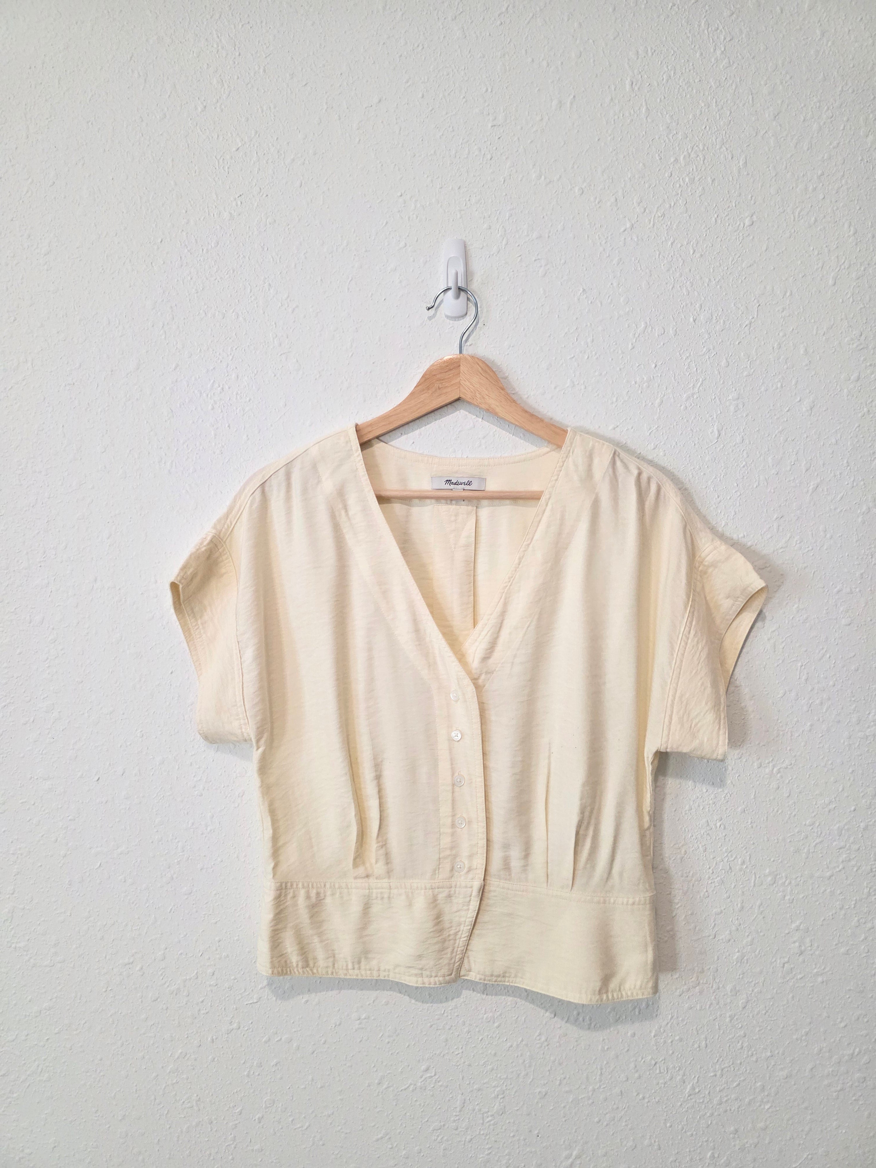 Madewell Cream Pleated Top (M)