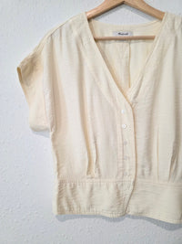 Madewell Cream Pleated Top (M)