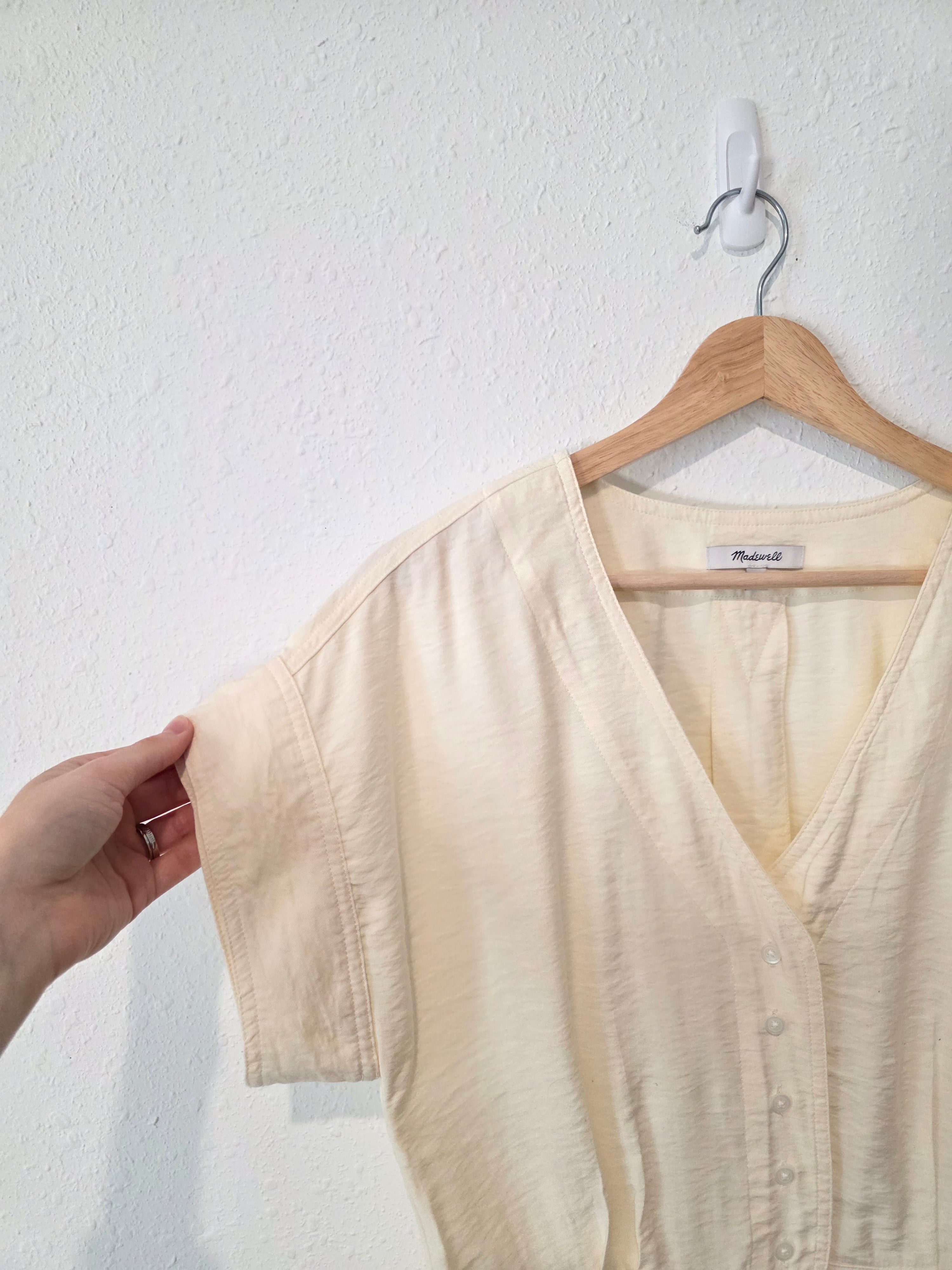 Madewell Cream Pleated Top (M)