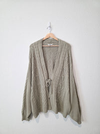 Cable Knit Tie Front Cardigan (XXL)