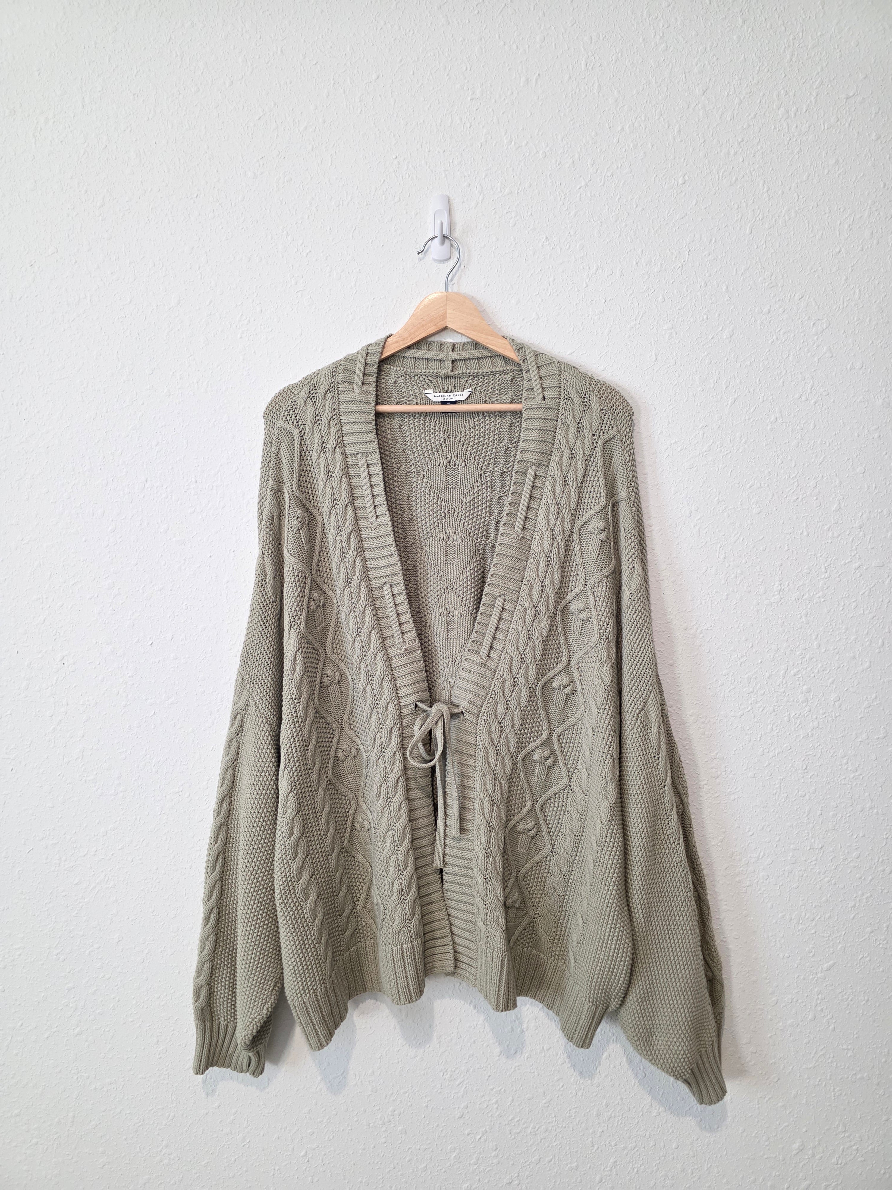 Cable Knit Tie Front Cardigan (XXL)