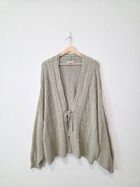 Cable Knit Tie Front Cardigan (XXL)