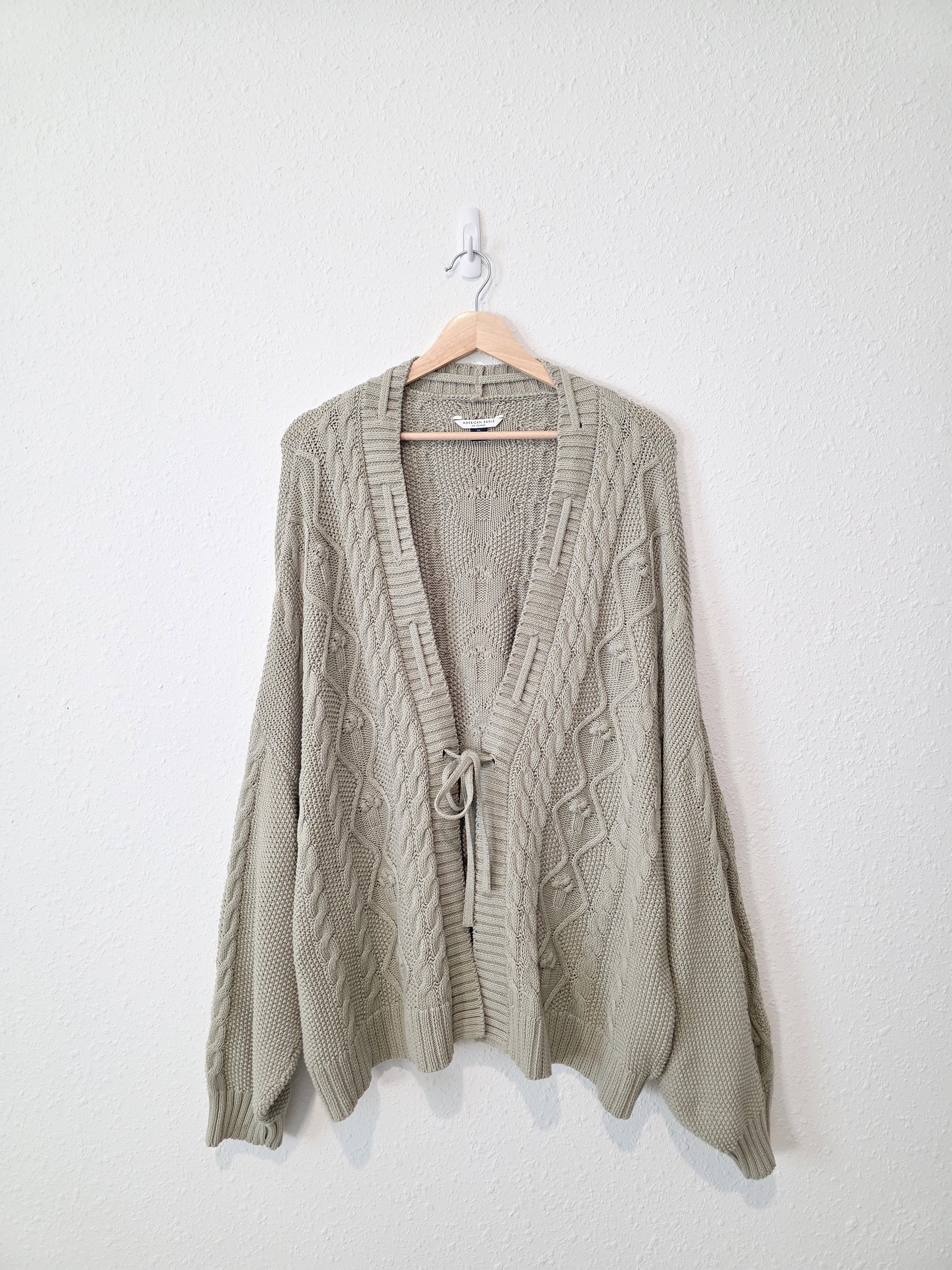 Cable Knit Tie Front Cardigan (XXL)