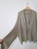 Cable Knit Tie Front Cardigan (XXL)