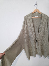 Cable Knit Tie Front Cardigan (XXL)