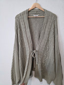 Cable Knit Tie Front Cardigan (XXL)