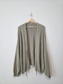 Cable Knit Tie Front Cardigan (XXL)