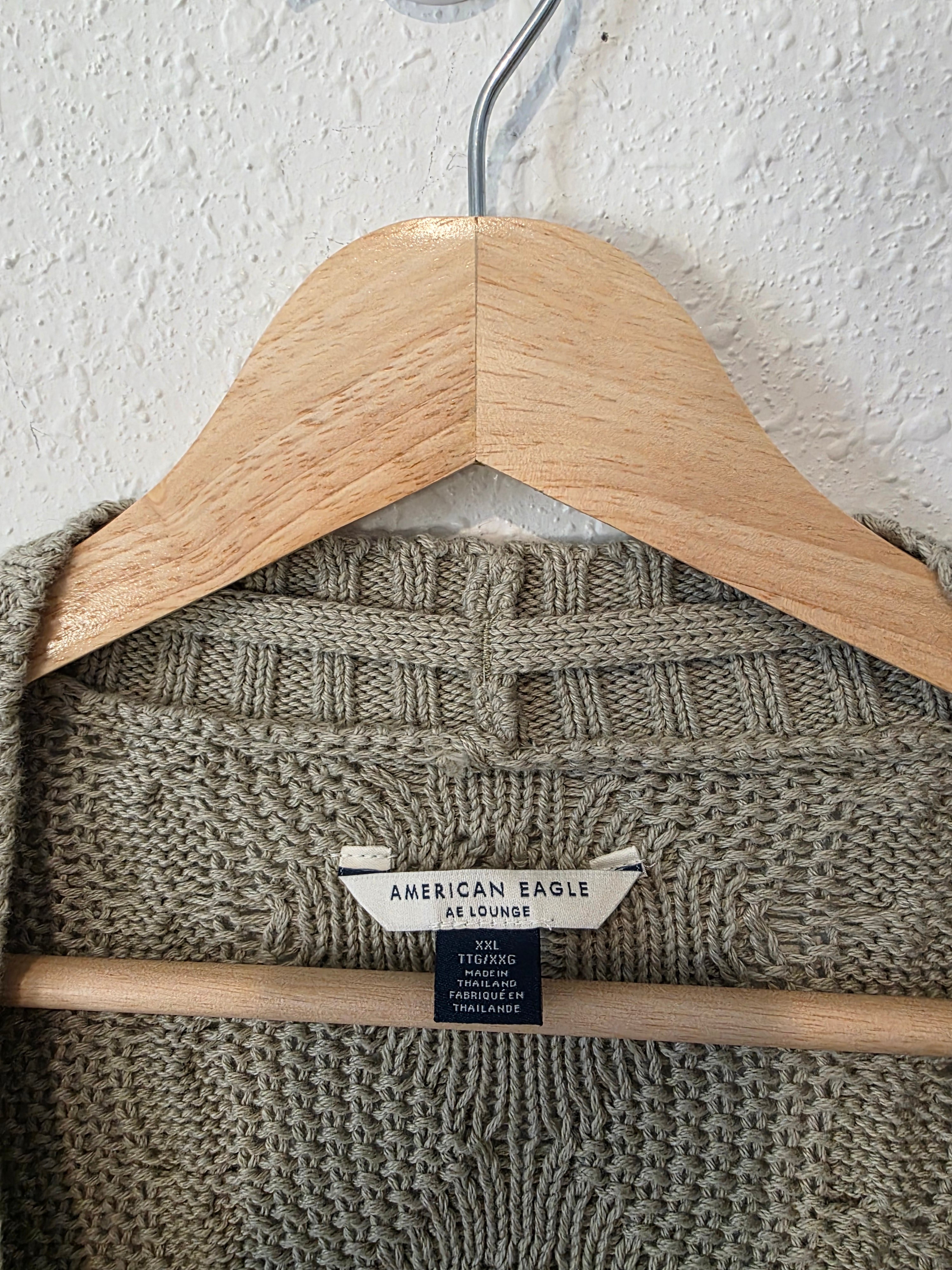 Cable Knit Tie Front Cardigan (XXL)