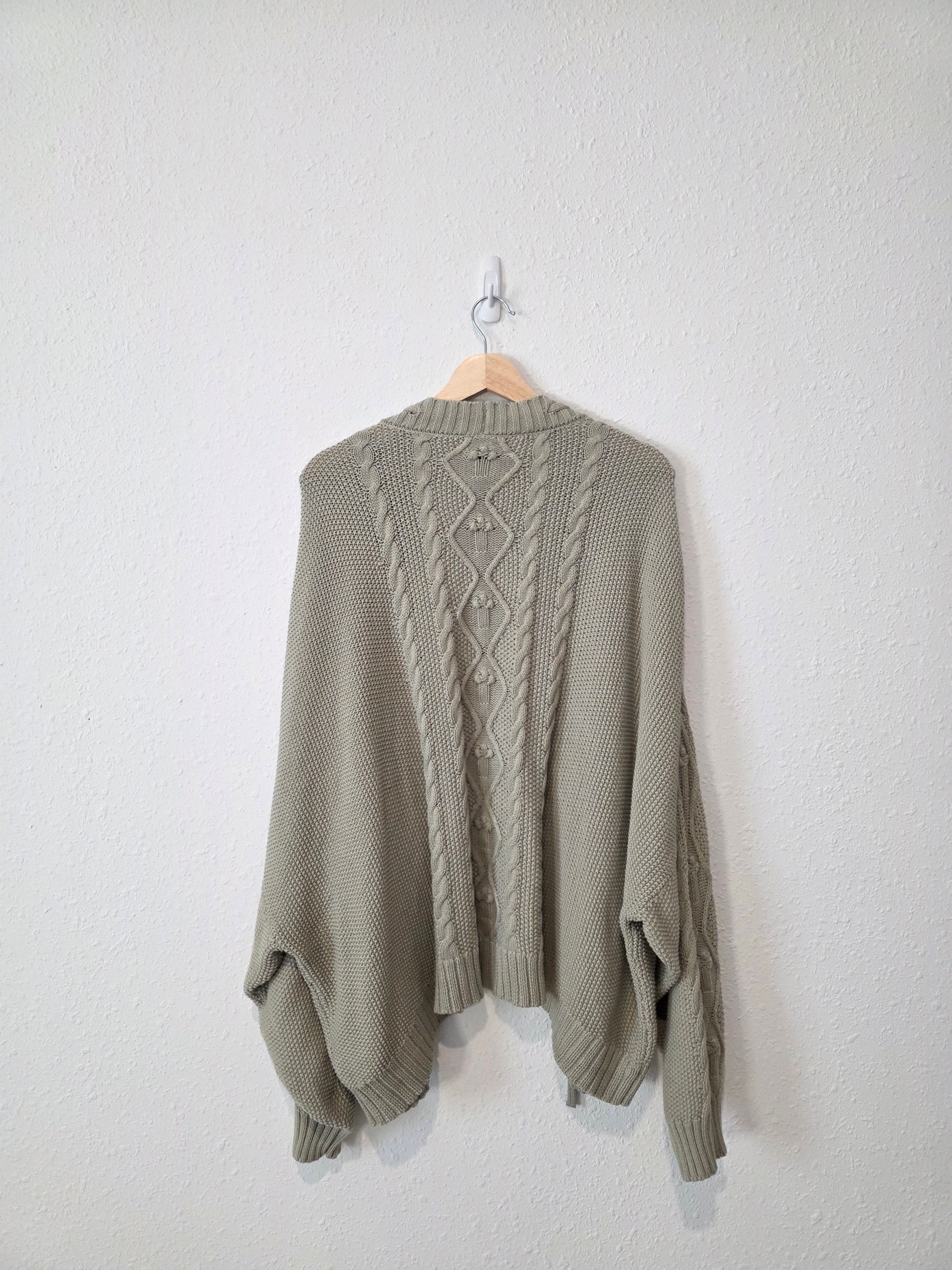 Cable Knit Tie Front Cardigan (XXL)