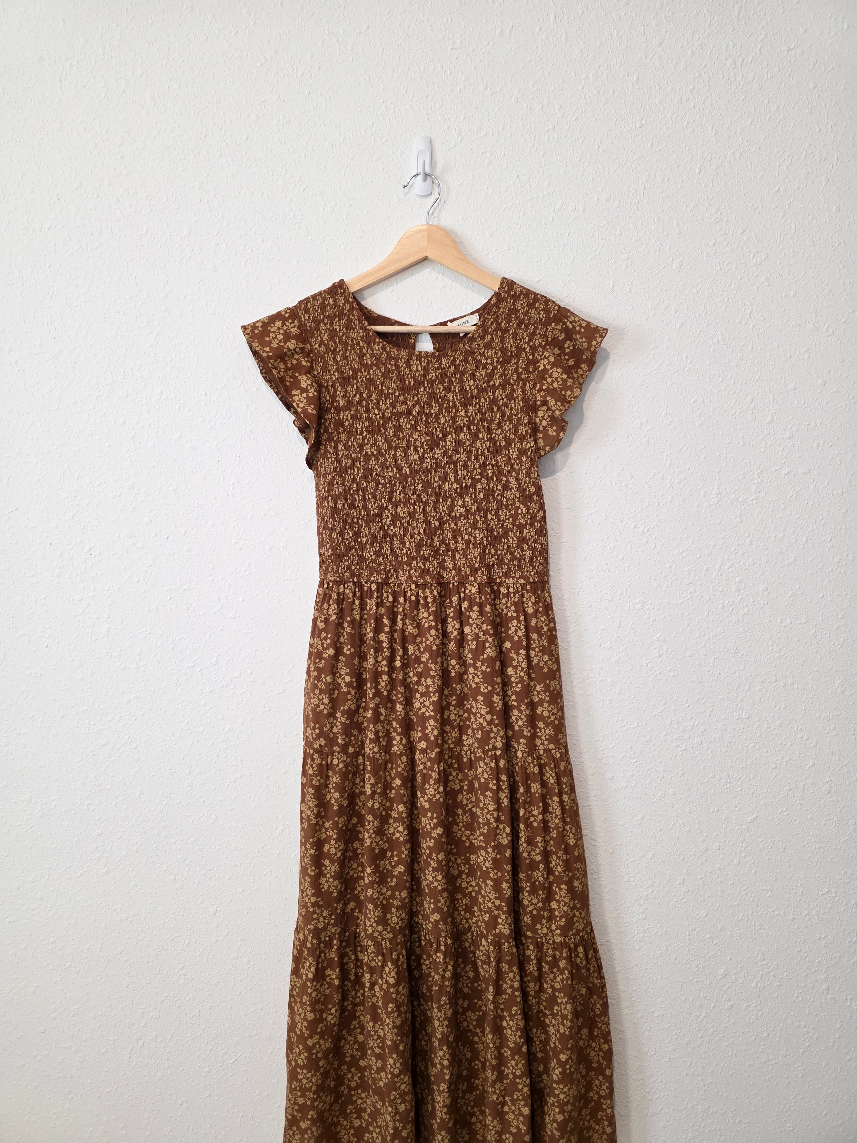 Floral Smocked Midi Dress (L)
