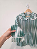 Peter Pan Collar Striped Button Up (M)