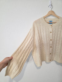 Cream Cable Knit Cardigan (L)