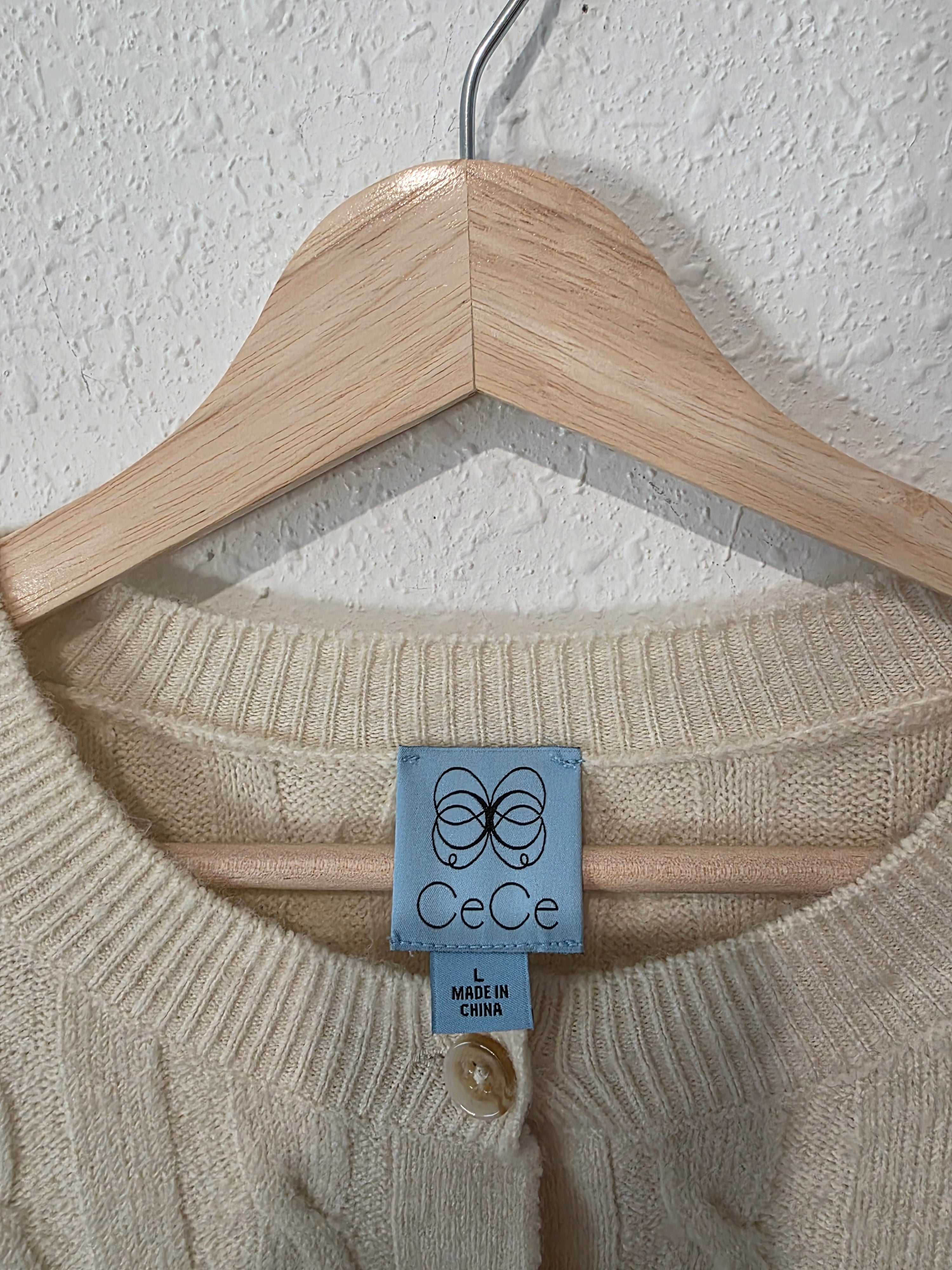 Cream Cable Knit Cardigan (L)