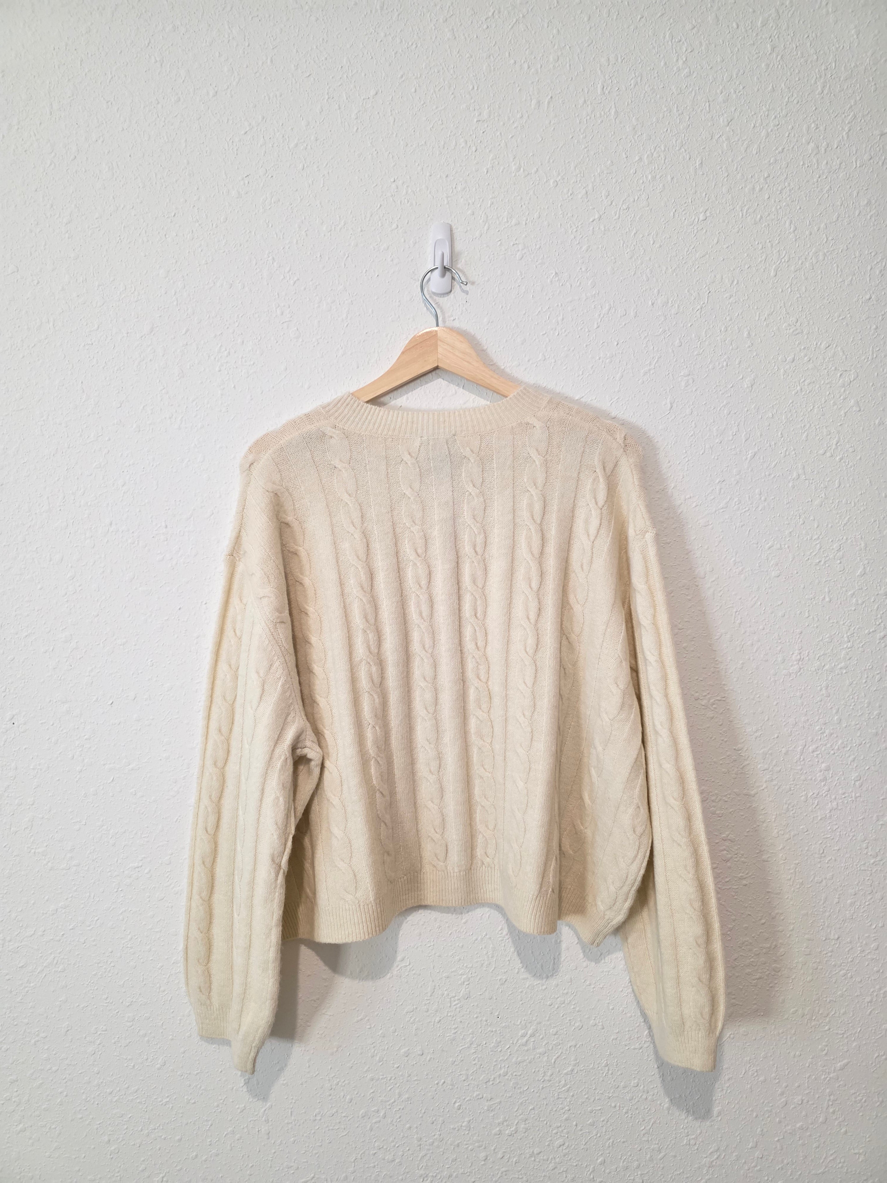 Cream Cable Knit Cardigan (L)