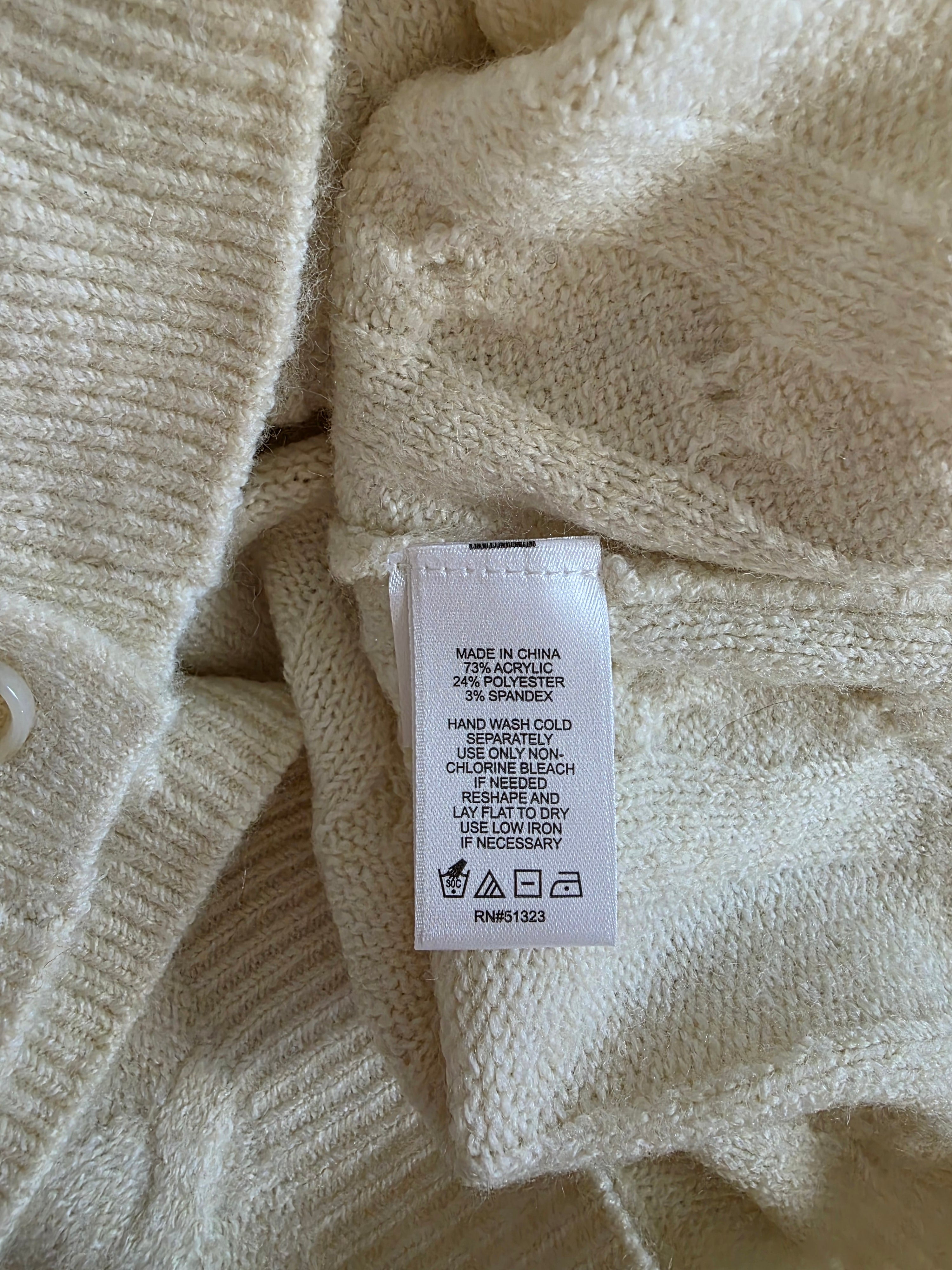 Cream Cable Knit Cardigan (L)