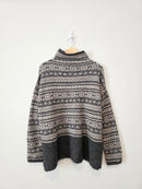 Fairisle Wool Blend Oversized Sweater (M)