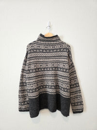 Fairisle Wool Blend Oversized Sweater (M)