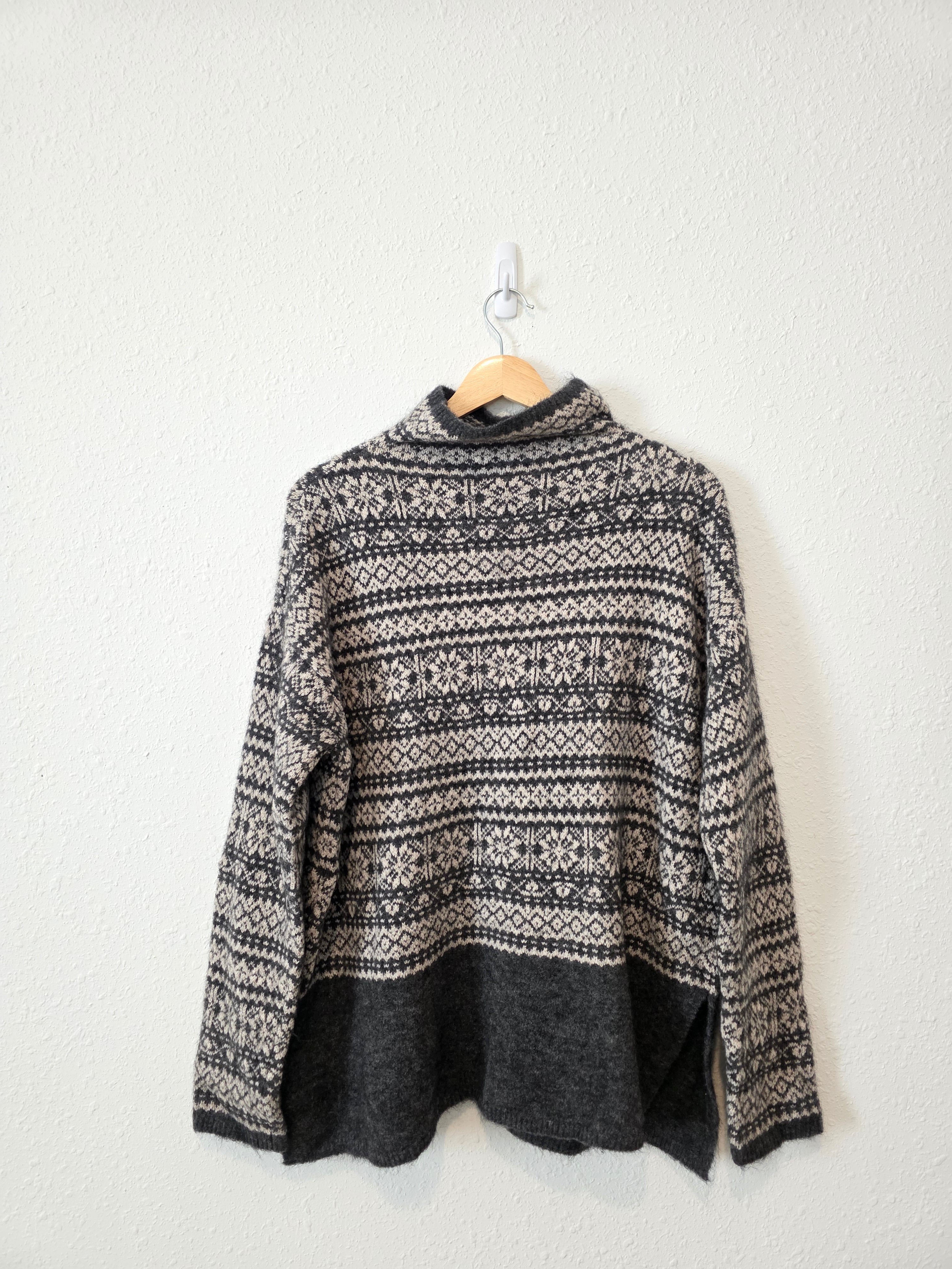 Fairisle Wool Blend Oversized Sweater (M)